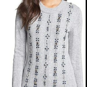 Tory Burch-Etta Rhinestone Crewneck Sweater,Size L